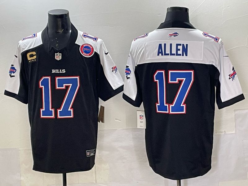 Men Buffalo Bills #17 Josh Allen Nike Black 2025 Limited NFL Jersey 05